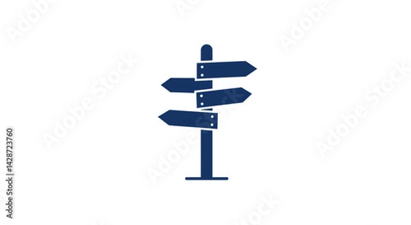 Obraz A simple blue directional signpost with four arrows pointing in different directions on a white background