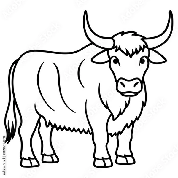 Fototapeta Minimalist Yak Vector Line Art