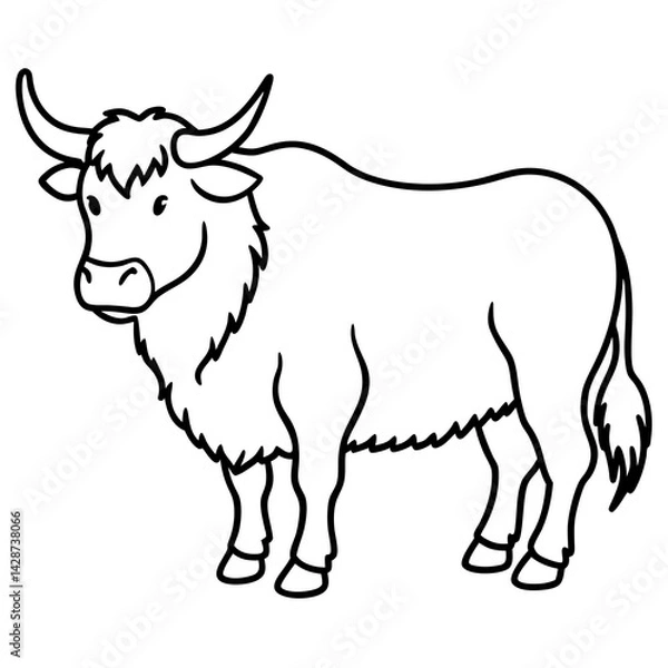 Fototapeta Minimalist Yak Vector Line Art