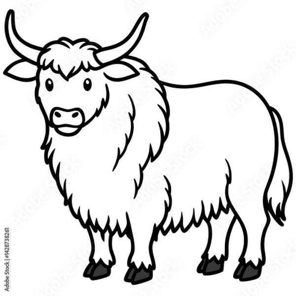 Fototapeta Minimalist Yak Vector Line Art