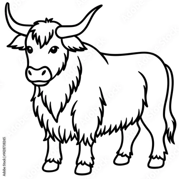 Fototapeta Minimalist Yak Vector Line Art