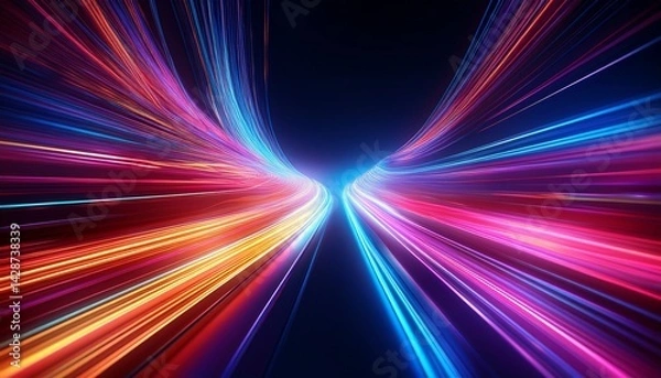 Obraz futuristic neon fiber light trails in motion blur effect