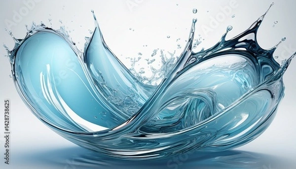 Fototapeta glistening clear water splash frozen in an abstract futuristic 3d texture isolated on a white background generative ai