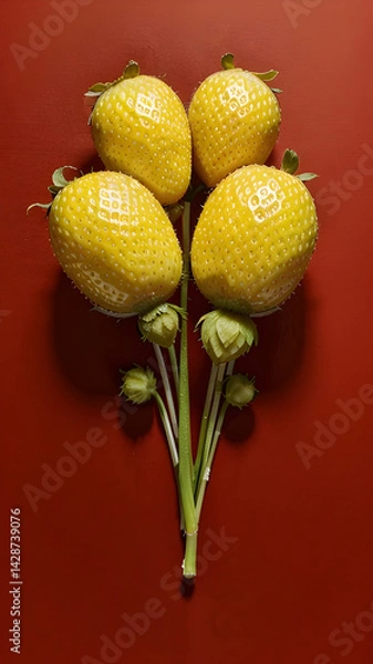 Fototapeta Strawberries in delectated mood and unnatural colors on different background