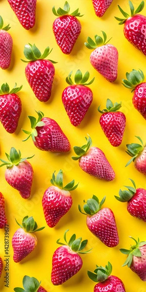 Fototapeta Strawberries in delectated mood and unnatural colors on different background