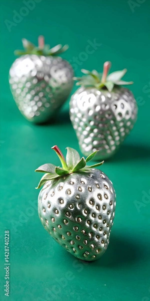 Fototapeta Strawberries in delectated mood and unnatural colors on different background