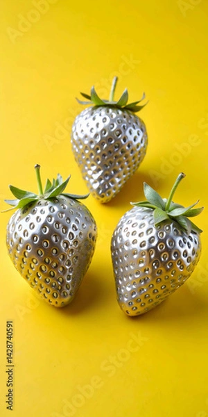 Fototapeta Strawberries in delectated mood and unnatural colors on different background