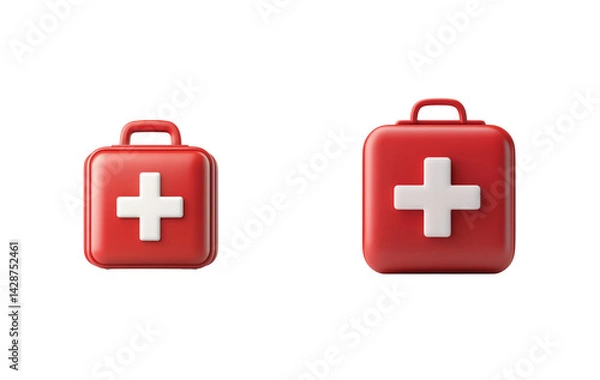 Obraz Two red first aid kits with white crosses in different sizes