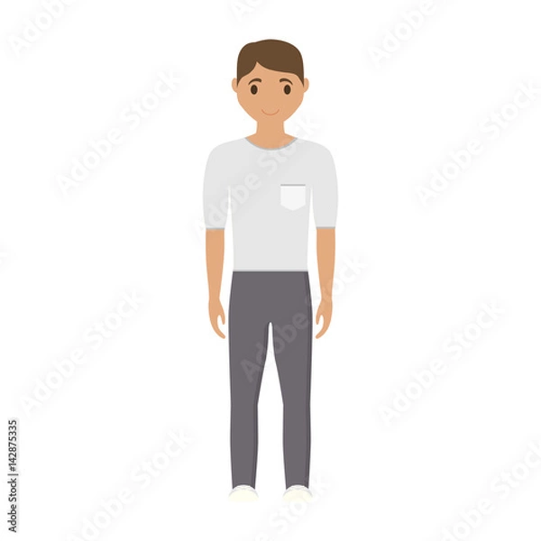 Fototapeta happy man wearing casual clothes cartoon icon over white background. colorful design. vector illustration