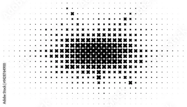 Obraz Black and white abstract halftone pattern with geometric shapes for modern background and jersey design. Fully editable vector element. 