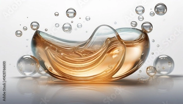 Fototapeta serum or liquid gel moisturizer with bubbles isolated on white background generative ai