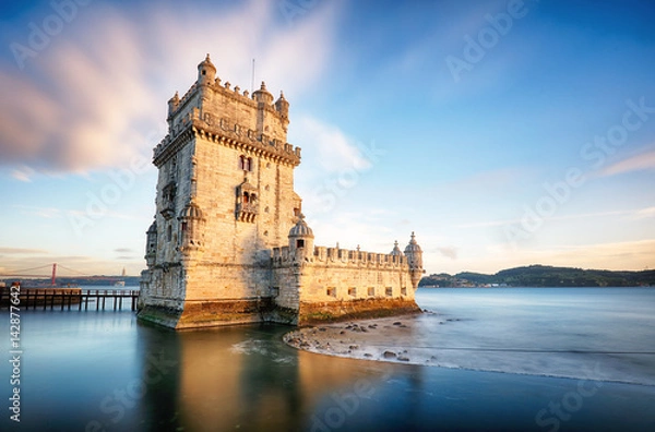 Fototapeta Lizbona, Wieża Belem - rzeka Tag, Portugalia