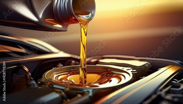 Fototapeta pouring changing car engine oil generative ai