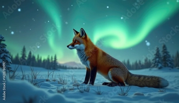 Fototapeta fox in the snow
