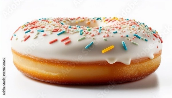 Fototapeta white donut with sprinkles isolated on white background