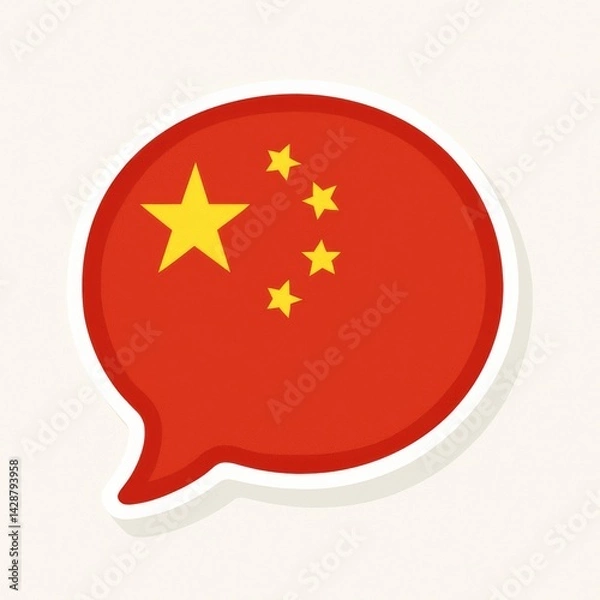 Fototapeta Chinese flag Speech Bubble 