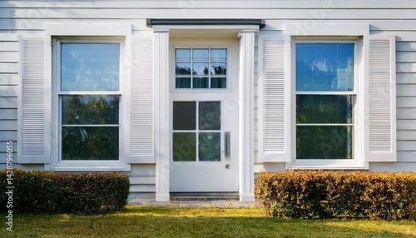 Fototapeta white pvc and upvc windows on house