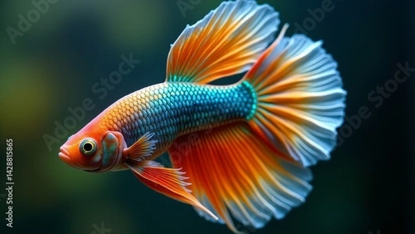 Fototapeta Colorful Siamese Fighting Fish Close-up Portrait