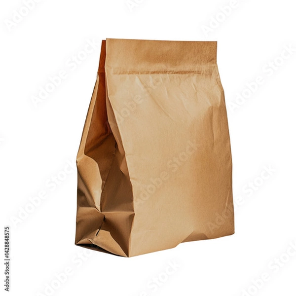 Fototapeta Brown paper bag on transparent background product photography studio minimalist view
