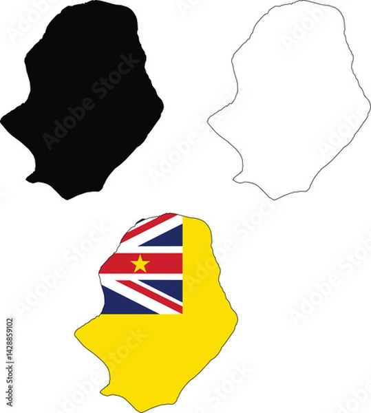 Fototapeta Niue Map icon. Niue Map Clipart. Niue Flag Map sign. Niue Outline. flat style.