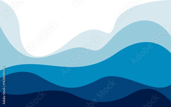 Fototapeta Blue wave vector abstract background flat design