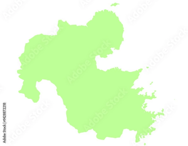 Fototapeta 大分県　地図　黄緑　イラスト