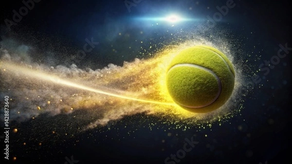 Fototapeta Dynamic Tennis Ball in Motion A Glowing Trail of Dust and Energy