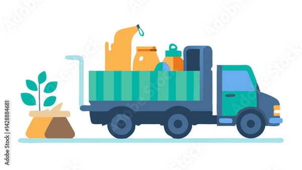 Fototapeta garbage collection machine, icon