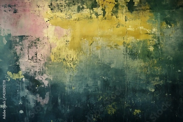Fototapeta Textured Wall Backdrop, Multicolored Grunge Surface with Painted Effects and Aged Appearance