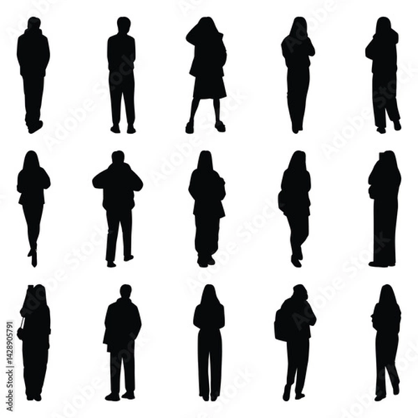 Obraz Vector collection set of individual people silhouettes.	
