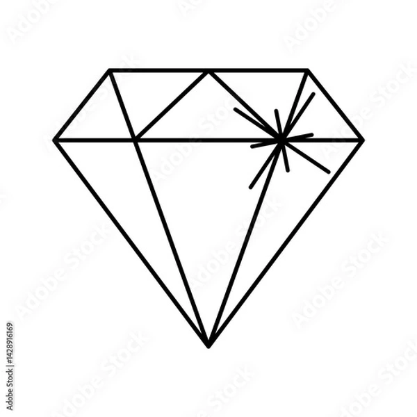 Obraz Diamond Outline style, diamond icon, representing wealth or high value, suitable for luxury, finance, and savings-related visuals