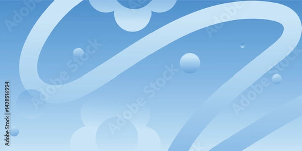 Obraz Blue gradient holographic background vector , flower, border. Y2k trendy wallpaper design for social media, cards, banner, flyer, brochure.