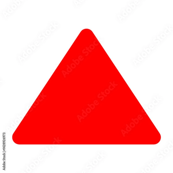Fototapeta Red Rounded Triangle Shape on White Background – Simple Geometric Symbol or Warning Icon