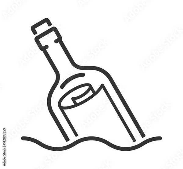 Obraz Message in a bottle line style icon