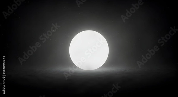 Fototapeta Luminous Sphere Emitting Soft Glow Against a Dark Background With Fog