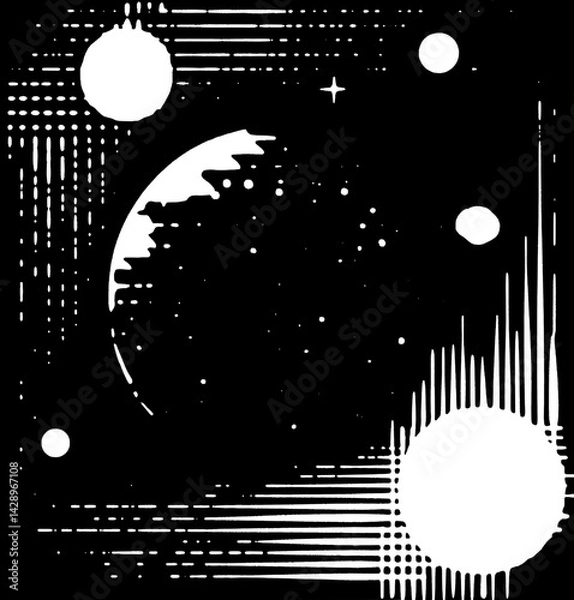 Fototapeta Cosmic abstraction captures the depth of space with bold contrasts and dynamic lines creating a universe of imagination