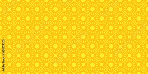Fototapeta Sunripened pineapple A repeating pattern of delicious sunshine