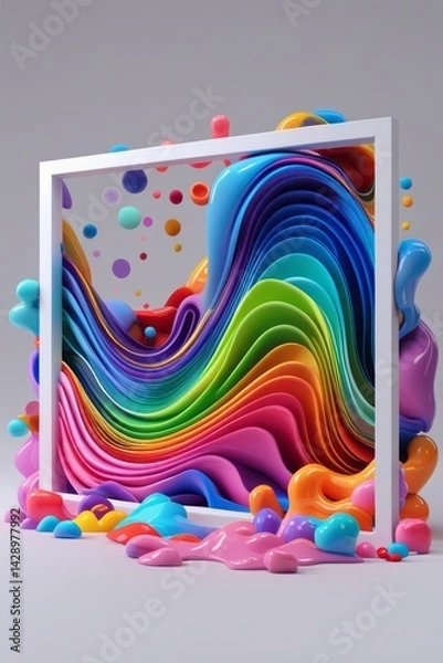 Obraz Experimental approach to volumetric waves in a white frame creates futuristic aesthetics
