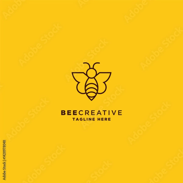 Fototapeta Busy bee emblem, honeycomb dynamism and industry