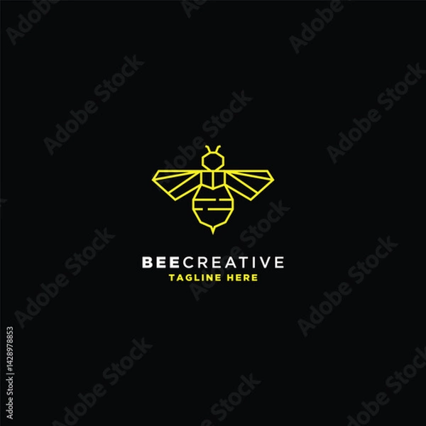 Fototapeta Busy bee emblem, honeycomb dynamism and industry