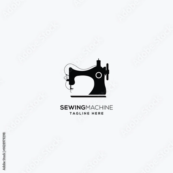 Fototapeta Retro-inspired sewing‑machine logo template, precision and craft