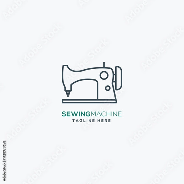 Fototapeta Retro-inspired sewing‑machine logo template, precision and craft