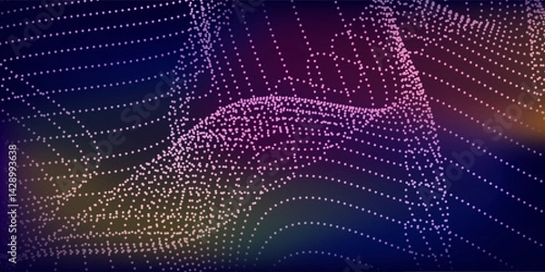 Obraz Particle stream. Purple background with many glowing particles. Information technology background simple abstract modern nice