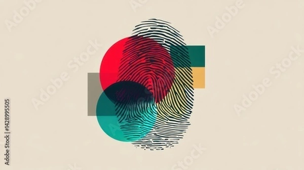 Obraz Artistic fingerprints that have various color layer dimensions with an abstract appearance of the latest security biometrics are shown creatively visually.
