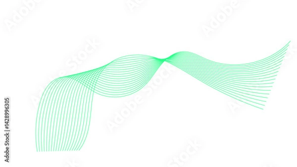 Fototapeta Abstract vector wavy lines flowing smooth curve colorful gradient purple blue on transparent background in concept