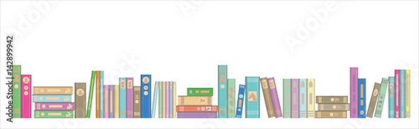 Fototapeta Library Book Banner with Books in a row

