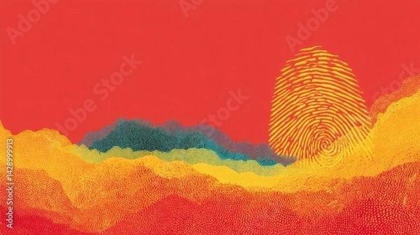 Obraz Artistic fingerprints that have various color layer dimensions with an abstract appearance of the latest security biometrics are shown creatively visually.