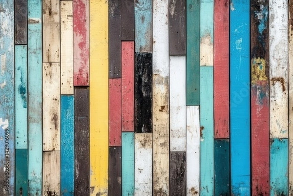 Obraz Colorful weathered wooden planks (1)