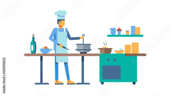 Fototapeta chef in restaurant kitchen, icon