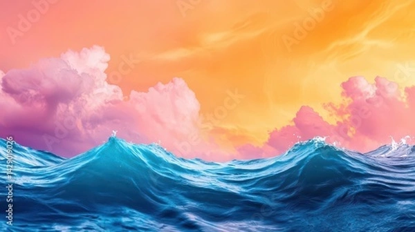 Obraz Double exposure effect of tide and sky, surreal ocean abstraction